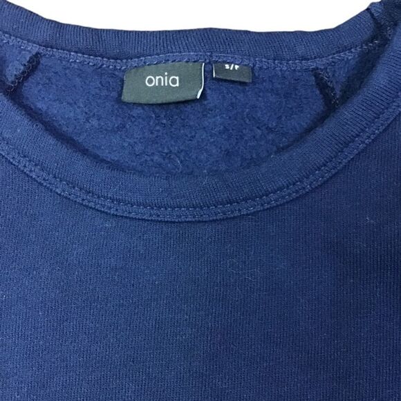 Onia Sweater Dave Raglan Sleeve Crew Neck Sweatshirt Deep Navy size Small - Picture 6 of 12